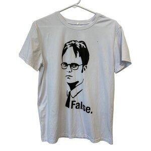 Dwight Schrute False Graphic T-Shirt Men's M White Black Short Sleeve Streetwear